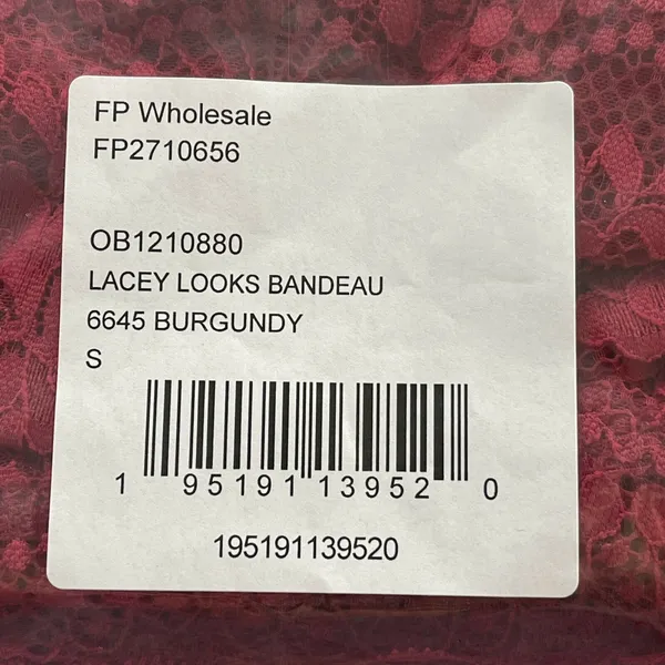 Free People Intimately Bandeau Bra Lacey Looks Burgundy Small Strapless New Red - Image 9