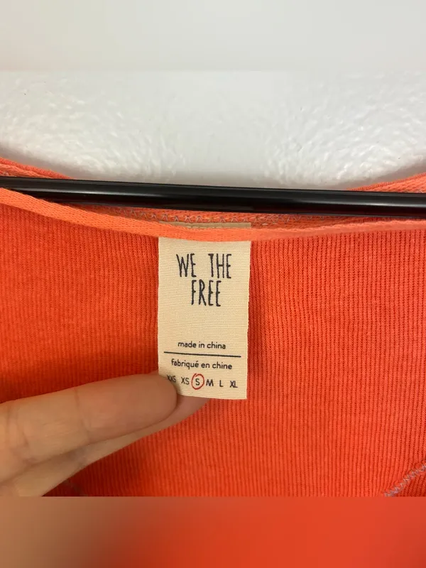 NWT We The Free People Star Henly Orange & Grey Distressed Oversized Top Small - Image 4