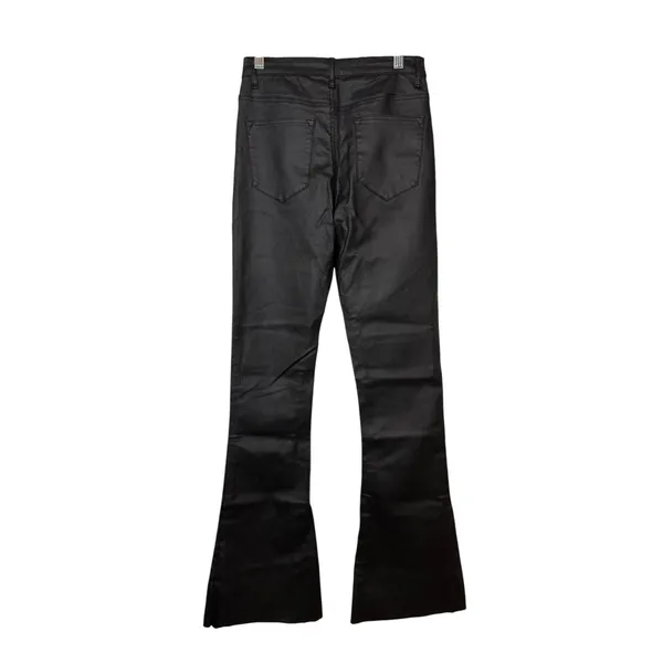 Edikted Luna Black Faux Leather Flare Pants High Rise‎ Stretch Vegan Leather M - Image 4