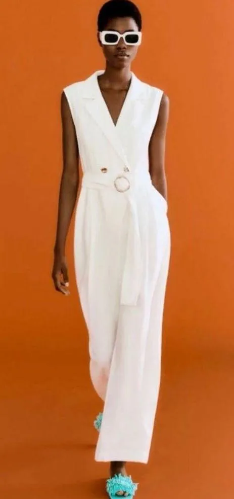 Zara off-white Belted Wrap Jumpsuit BLOGGERS FAV! NWT - Image 4