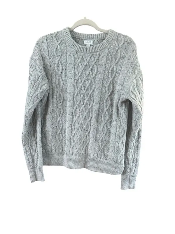 J. Crew Heather Gray Cable-Knit Crew Sweater - Image 8
