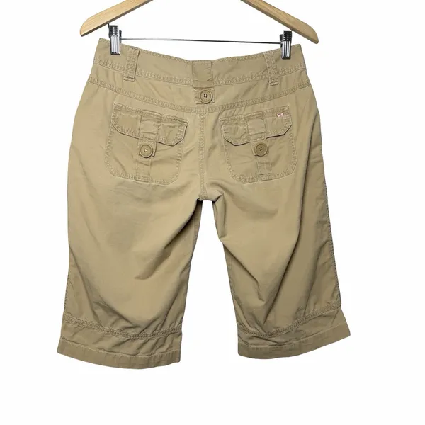 Aeropostale Women's 5/S Khaki Capri Pants Low Rise Utility Cargo Y2K 2000s - Image 3