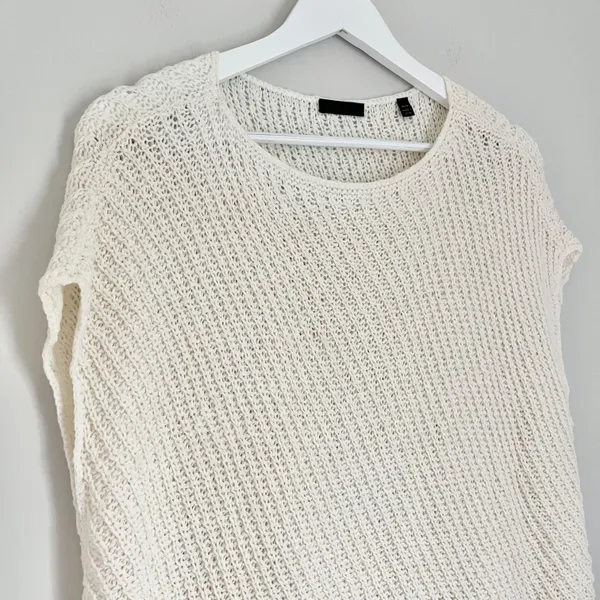 ATM Anthony Thomas Melillo Diagonal Stitch Knit Pullover Boat Neck Top Ecru White Size Medium - Image 5
