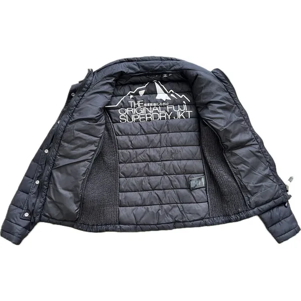 Superdry‎ Original Fuji Black Puffer Jacket Womans Size US 6 Double Zipper - Image 5