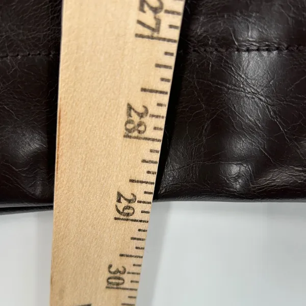 Old Navy‎ Extra High-Rise Barrel Leg Faux Leather Pants Chocolate Brown Sz 2 NWT - Image 7