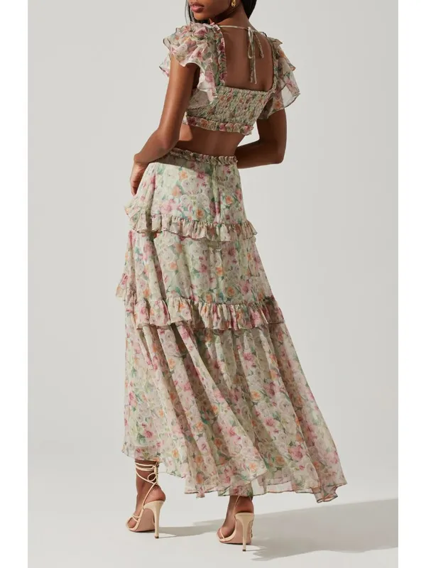 ASTR the Label Mable Dress in Light Green Floral Small New Womens Long Maxi - Image 11