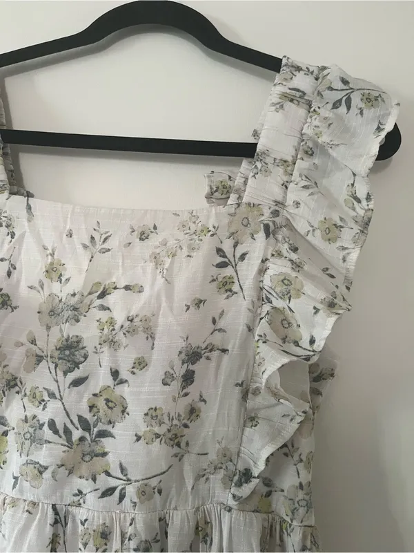 Wallflower White Floral Ruffle Mini Dress Large Cottagecore Coquette Summer - Image 2