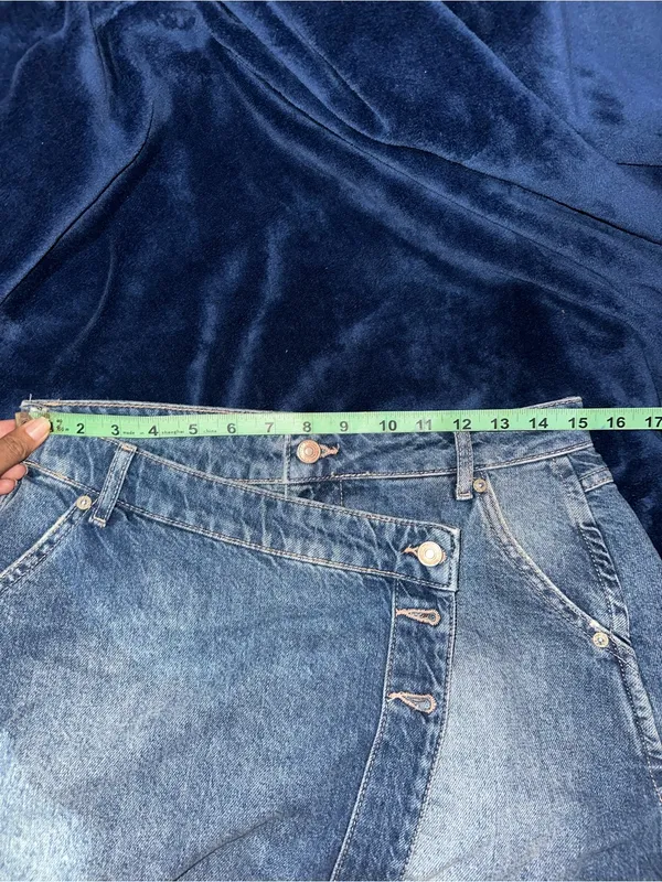 FREE PEOPLE Wynne Denim Mini Skirt in Cornflower Blue Size 28 New NWOT Wrap - Image 7