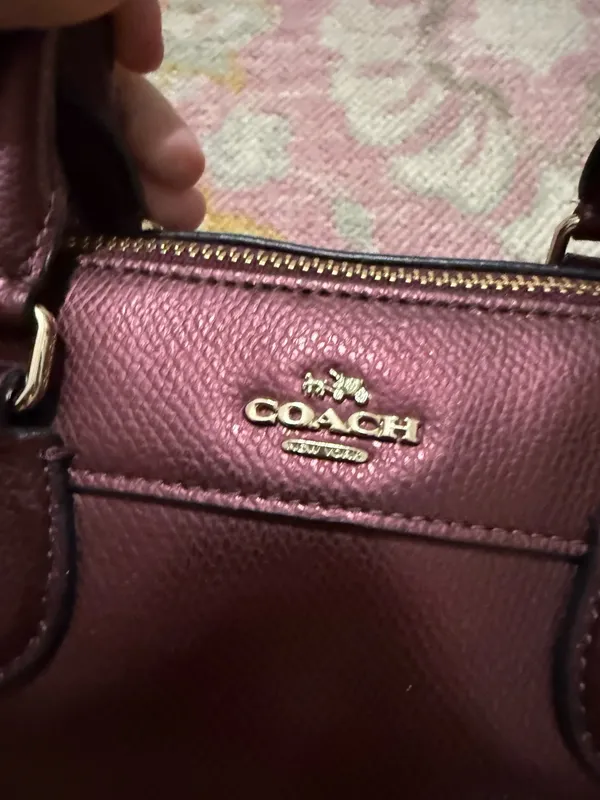 Coach Mini Bennett Satchel Crossgrain Leather Metallic Cherry Crossbody - Image 3