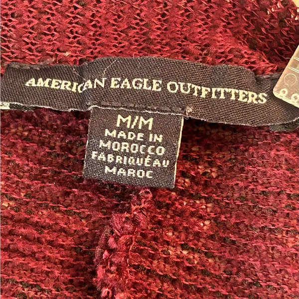 American Eagle Outfitters Deep Red Cardigan size M grandpa core pockets - Image 3