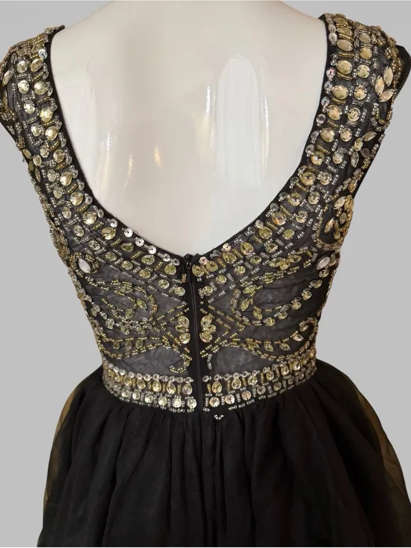 Black Embellished Beaded Cocktail Dress Size 2 - Image 6