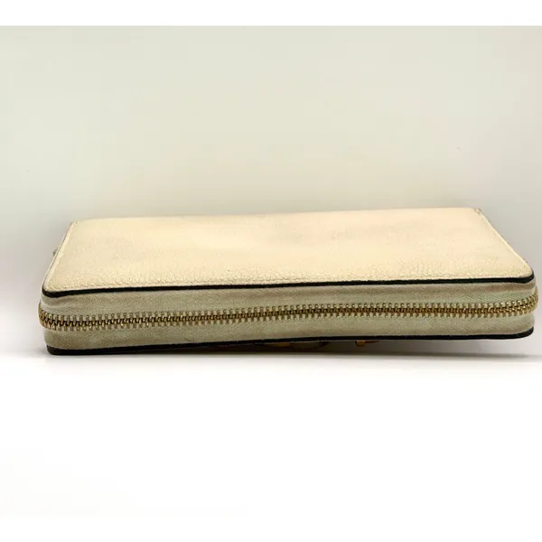 Gucci GG Two Tone Hardware Cream Leather Zip Around Wallet - Image 3