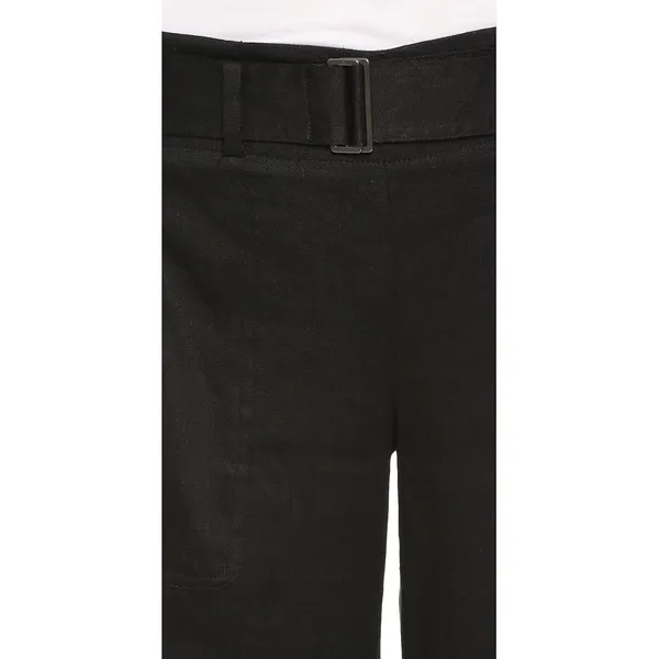 Vince Black Linen Blend Belted Utility Culottes Wide Leg Cropped Pants Size 6 - Image 5