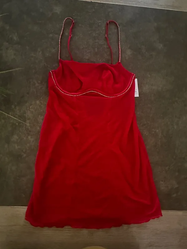 Women's Rhinestone Lingerie Dress - Auden Red - Image 10