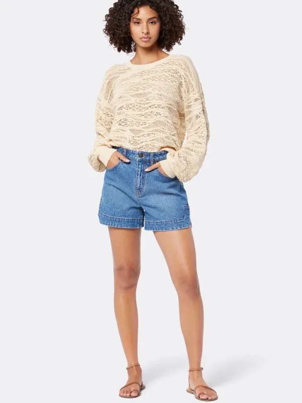 SOFT JOIE Val Crew Neck Sweater in Bleached Sand Beige Lace Textured‎ XXS - Image 10