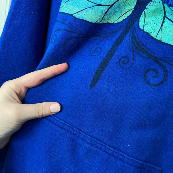 Port & Company women’s bright blue dragonfly Sassenach‎ pullover hood sweatshirt - Image 6