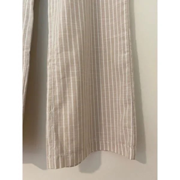 NWT Abercrombie & Fitch M 100% Cotton Tan White Stripe Pull On Wide Leg Pant - Image 4