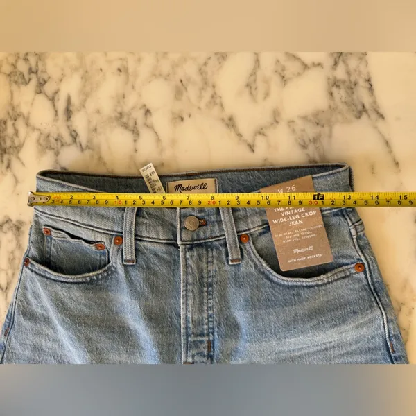 NWT Madewell The Perfect Vintage Crop Jeans Blue Raw Hem High Rise 26 Sold Out! - Image 10