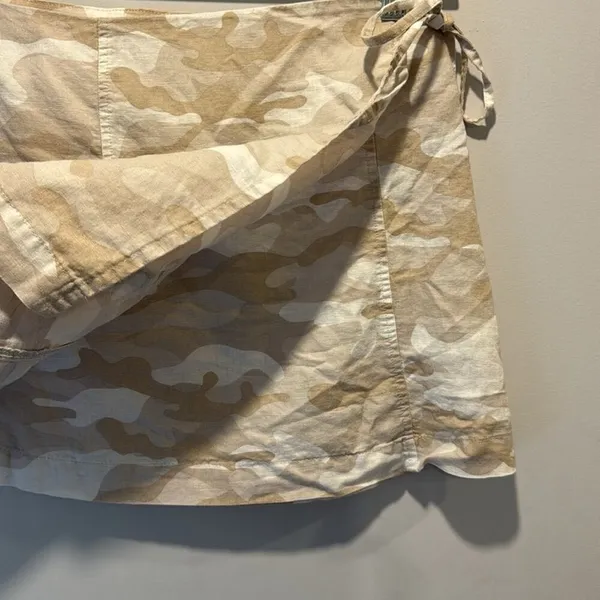 Zara Linen Blend Camo True Wrap Mini Cargo Skirt 9189/034/743 Medium Beige White - Image 4