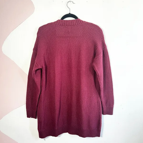 GAP Women's Long Sleeve‎ Cardigan Sz Small Soft Cozy Relaxed Fit Textured Red - Image 2