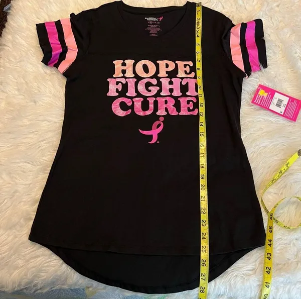 Susan G Komen Breast Cancer Awareness T Shirt Size Medium Black Pink V Neck - Image 6