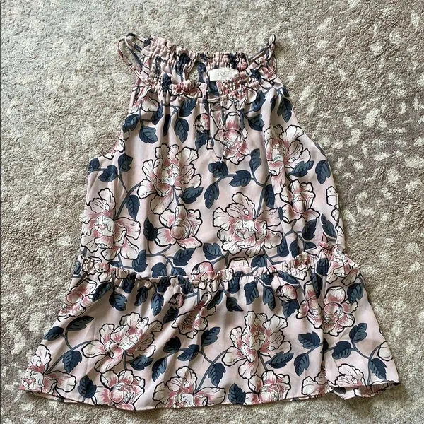 LOFT Outlet sleeveless floral top ruffle neckline. Size Medium. NWT - Image 2