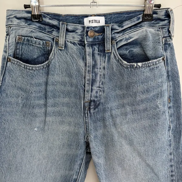 Pistola Denim Blue Jeans Sz 27 Distress Raw Hem Capsule VSCO Girl Straight - Image 5