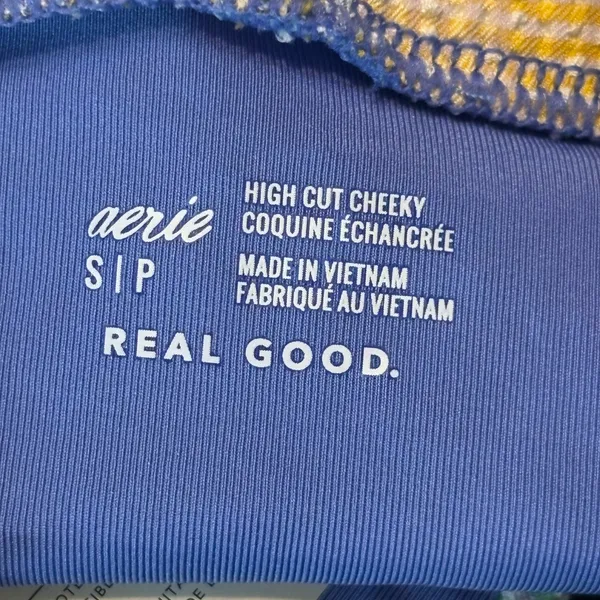 aerie Pastel Yellow Blue Checkered TriangleTop Cheeky Bottom Bikini Set size S/M - Image 6