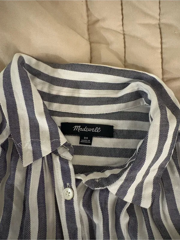 Madewell Women’s Blue & White Striped Hilltop Shirt - Image 3