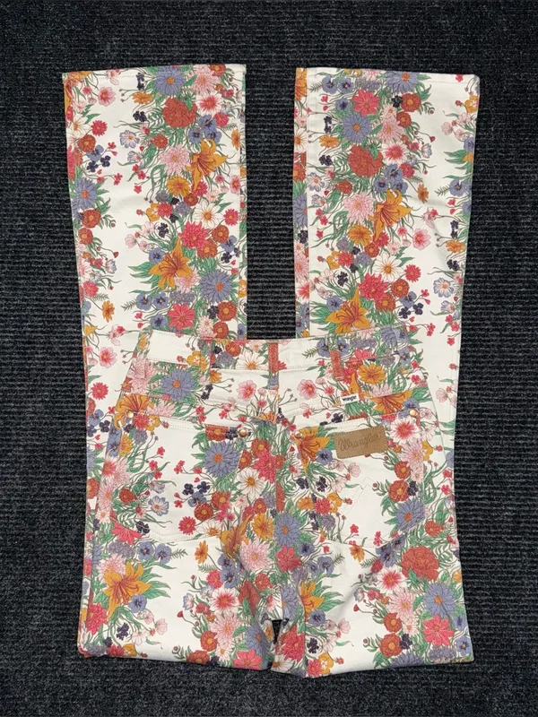 Free People x Wrangler Floral Print High Rise Bootcut Jeans 26 x 34 Western Boho - Image 2