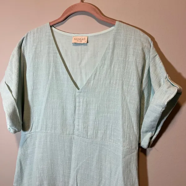 Nomad The Label Mint Green Cotton V-Neck Maxi Dress with Pockets Women's Small - Image 2