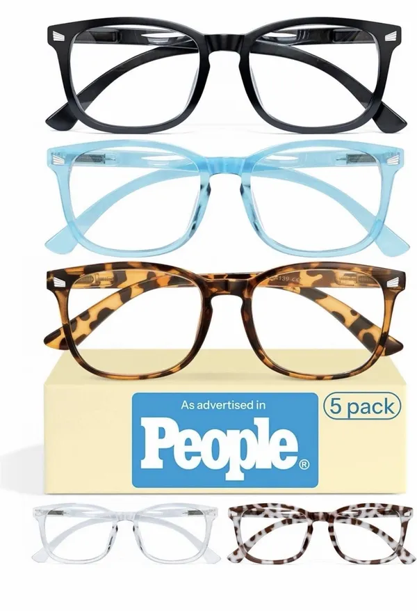 5 Pair Set 1.5 Reading Glasses for Women Blue Light Readers, Cheaters - Image 2