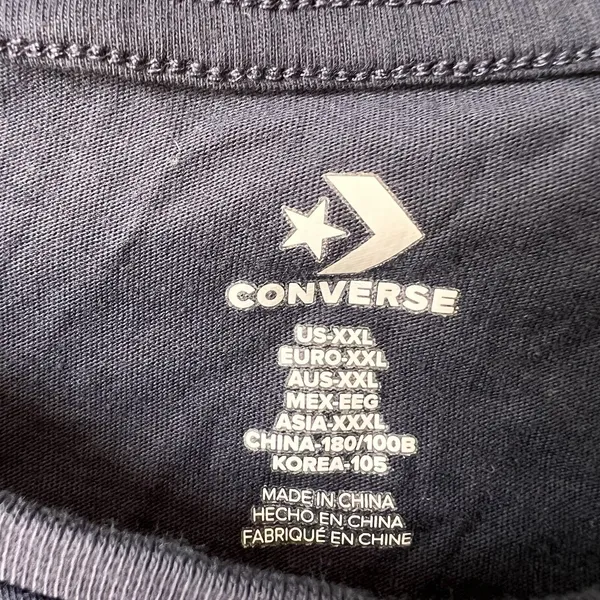 Converse Navy Logo Graphic Crop Top 100% Cotton Sz XXL‎ - Image 2