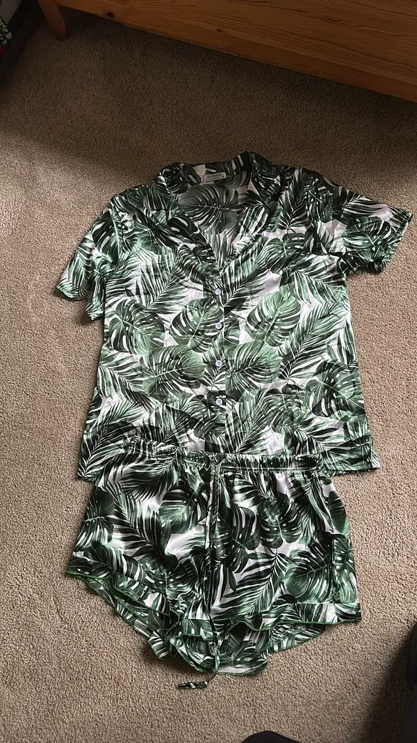 Ekouaer Pajama Set Satin Palm tree medium - Image 4