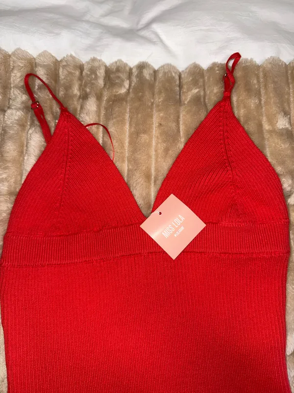 Miss Lola red knit mini dress - Image 2
