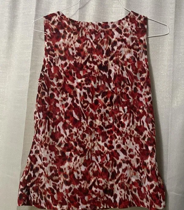 212 Collection Medium Red, Black, Gray, and White blouse. Red - Image 5