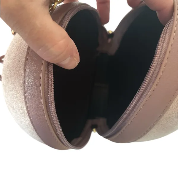 Pink Mauve PU Suede Pig Shoulder Wrist Hand Bag Cosmetic Handbag Purse - Image 6