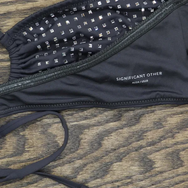 Significant Other Womens Niah Embellished Bikini Top SN2414T-F1 Charcoal Gray 10 - Image 5