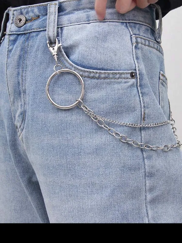 Black Grommet Belt with Silver Chain Accent New - Image 8