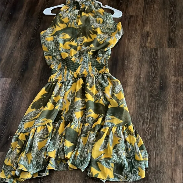 Olivaceous Yellow and Green Mini Dress - Image 2
