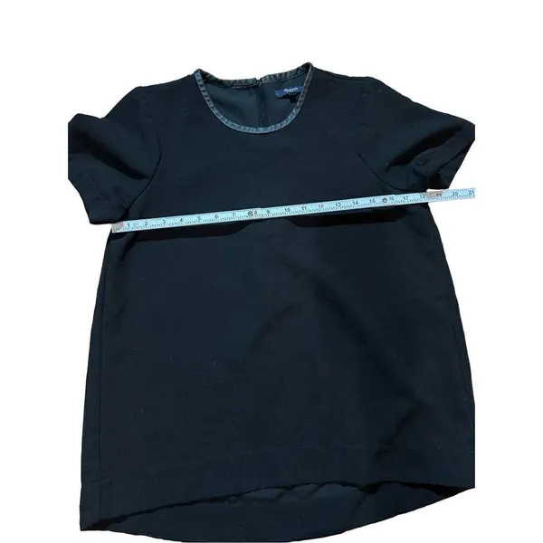 Madewell Black Leather Trim Tailored‎ Top Sz M - Image 8