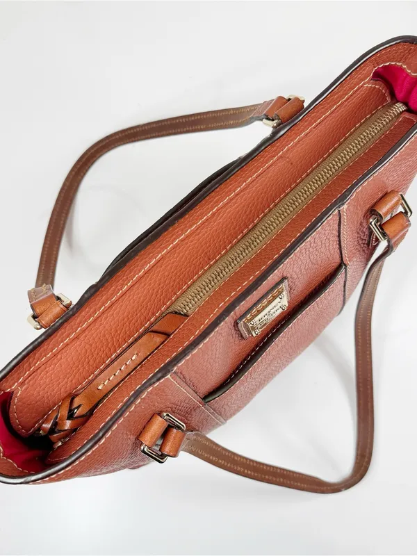 Dooney & Bourke Lexington Small Shopper Tote Bag Pebble Leather Carmel Brown - Image 5