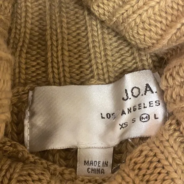 J.O.A. Side Slit Khaki Turtleneck Zipper Sweater C31‎ - Image 6