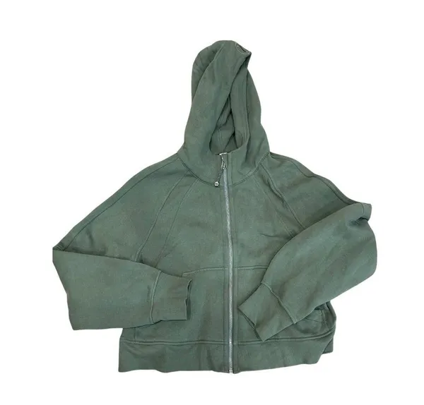 Lululemon Oversized Scuba Full Zip Hoodie and High rise shorts set Medium Forest - Image 2