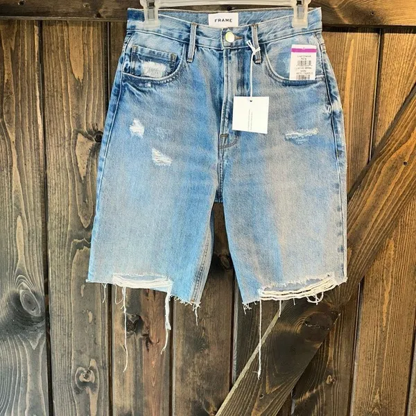 FRAME NWT High Rise Bermuda Jean Shorts‎ - Image 4