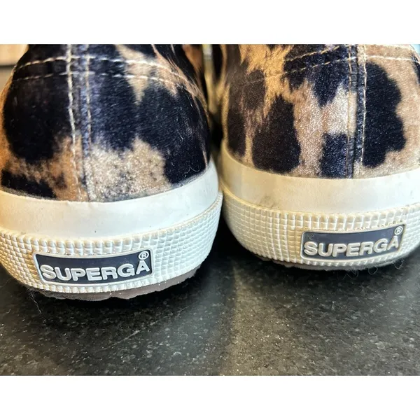 Superga 2750 FANVELVET Sneaker Leopard Velvet Print Tan Black size EU‎ 38 US 7.5 - Image 3