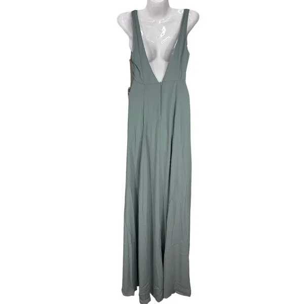 Show Me Your Mumu Jenn‎ Maxi Dress in Silver Sage Crisp Blue V Neck| XXS | NWT - Image 7