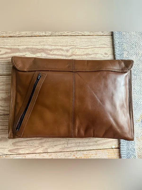 Clemente Brown Genuine Leather Clutch Bag - Image 3