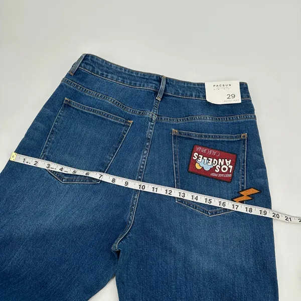 PacSun Retro Jeans Womens 29 Blue Denim Patches Mom High Rise New - Image 10