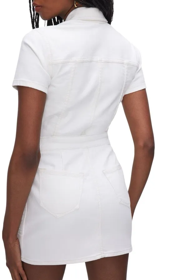 Good American White Denim Mini Dress Medium - Image 3